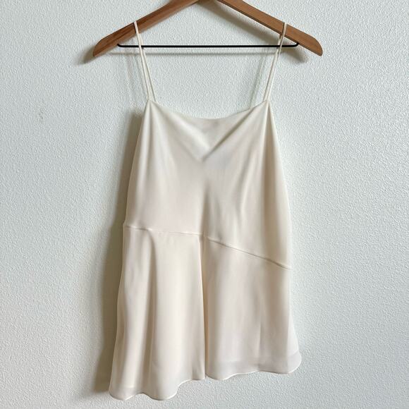 Theory Ivory Asymmetric Crepe de Chine Slip Camisole Women's Medium - Picture 2 of 7